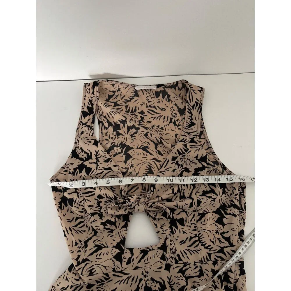 Y2K Floral Mini Dress M Skater Tie Front Back Cutout Festival Boho Chic Resort - Picture 6 of 13